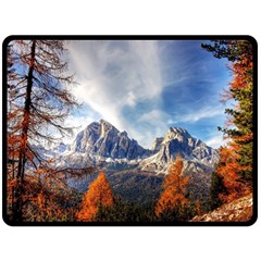 Dolomites Mountains Alps Alpine Trees Conifers Fleece Blanket (large)  by danenraven