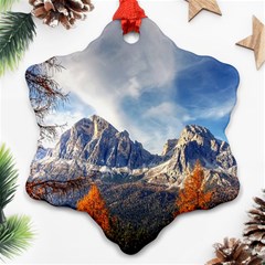 Dolomites Mountains Alps Alpine Trees Conifers Ornament (snowflake) by danenraven