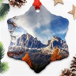 Dolomites Mountains Alps Alpine Trees Conifers Snowflake Ornament (Two Sides) Back