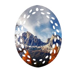 Dolomites Mountains Alps Alpine Trees Conifers Oval Filigree Ornament (two Sides) by danenraven