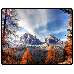 Dolomites Mountains Alps Alpine Trees Conifers Double Sided Fleece Blanket (medium)  by danenraven