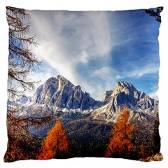 Dolomites Mountains Alps Alpine Trees Conifers Large Flano Cushion Case (one Side) by danenraven