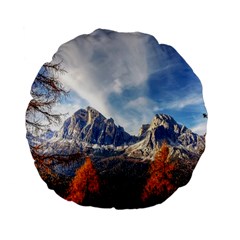 Dolomites Mountains Alps Alpine Trees Conifers Standard 15  Premium Flano Round Cushions by danenraven