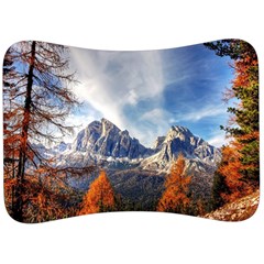 Dolomites Mountains Alps Alpine Trees Conifers Velour Seat Head Rest Cushion by danenraven