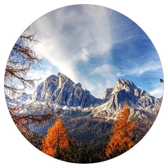 Dolomites Mountains Alps Alpine Trees Conifers Round Trivet by danenraven