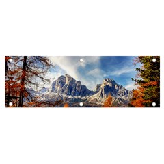 Dolomites Mountains Alps Alpine Trees Conifers Banner And Sign 6  X 2  by danenraven