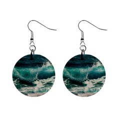 Sea Ocean Waves Seascape Beach Mini Button Earrings by danenraven