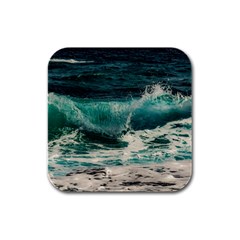 Sea Ocean Waves Seascape Beach Rubber Square Coaster (4 Pack) by danenraven