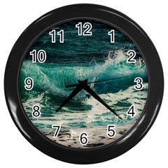 Sea Ocean Waves Seascape Beach Wall Clock (black) by danenraven