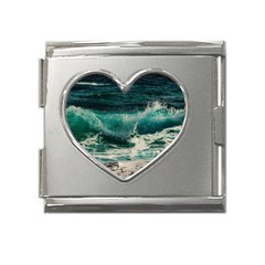 Sea Ocean Waves Seascape Beach Mega Link Heart Italian Charm (18mm) by danenraven