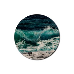 Sea Ocean Waves Seascape Beach Rubber Coaster (round) by danenraven