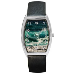 Sea Ocean Waves Seascape Beach Barrel Style Metal Watch by danenraven