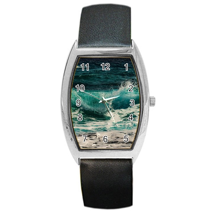 Sea Ocean Waves Seascape Beach Barrel Style Metal Watch