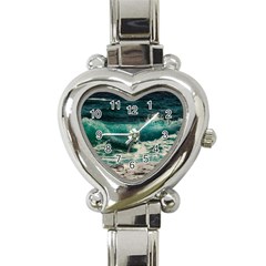 Sea Ocean Waves Seascape Beach Heart Italian Charm Watch by danenraven