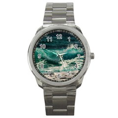 Sea Ocean Waves Seascape Beach Sport Metal Watch by danenraven