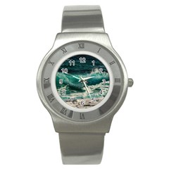 Sea Ocean Waves Seascape Beach Stainless Steel Watch by danenraven