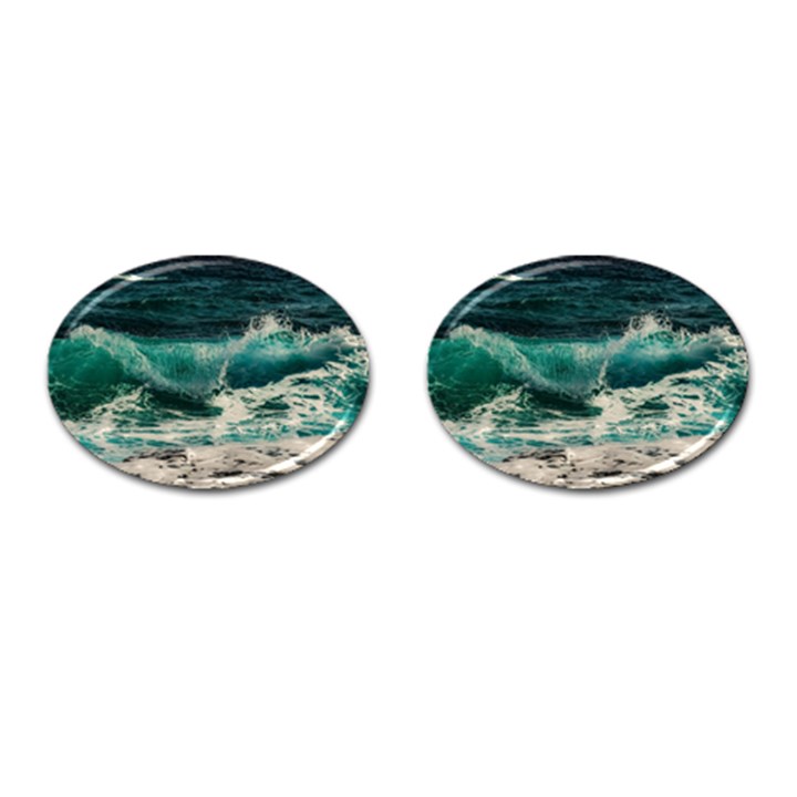 Sea Ocean Waves Seascape Beach Cufflinks (Oval)