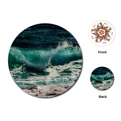 Sea Ocean Waves Seascape Beach Playing Cards Single Design (round) by danenraven