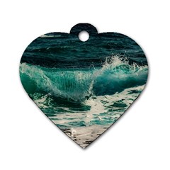 Sea Ocean Waves Seascape Beach Dog Tag Heart (one Side) by danenraven