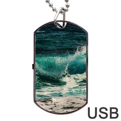 Sea Ocean Waves Seascape Beach Dog Tag Usb Flash (two Sides) by danenraven