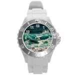 Sea Ocean Waves Seascape Beach Round Plastic Sport Watch (L) Front