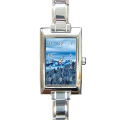 Winter Forest Mountain Snow Nature Alpine Trees Rectangle Italian Charm Watch by danenraven