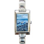 Winter Forest Mountain Snow Nature Alpine Trees Rectangle Italian Charm Watch Front