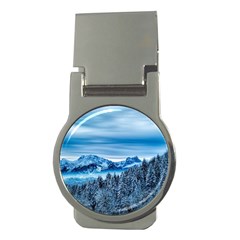 Winter Forest Mountain Snow Nature Alpine Trees Money Clips (round)  by danenraven