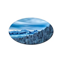 Winter Forest Mountain Snow Nature Alpine Trees Sticker (oval) by danenraven