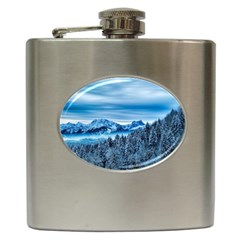 Winter Forest Mountain Snow Nature Alpine Trees Hip Flask (6 Oz) by danenraven