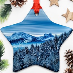 Winter Forest Mountain Snow Nature Alpine Trees Star Ornament (two Sides) by danenraven