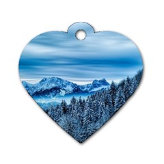 Winter Forest Mountain Snow Nature Alpine Trees Dog Tag Heart (one Side) by danenraven