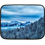 Winter Forest Mountain Snow Nature Alpine Trees Fleece Blanket (Mini) 35 x27  Blanket