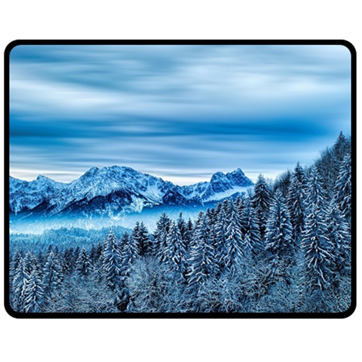 Winter Forest Mountain Snow Nature Alpine Trees Fleece Blanket (Medium) 