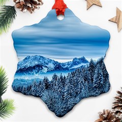 Winter Forest Mountain Snow Nature Alpine Trees Ornament (snowflake) by danenraven