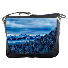 Winter Forest Mountain Snow Nature Alpine Trees Messenger Bag by danenraven