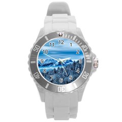 Winter Forest Mountain Snow Nature Alpine Trees Round Plastic Sport Watch (l) by danenraven