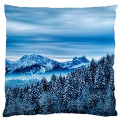 Winter Forest Mountain Snow Nature Alpine Trees Large Cushion Case (two Sides) by danenraven