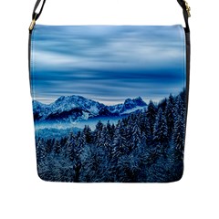 Winter Forest Mountain Snow Nature Alpine Trees Flap Closure Messenger Bag (l) by danenraven