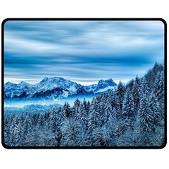 Winter Forest Mountain Snow Nature Alpine Trees Double Sided Fleece Blanket (medium)  by danenraven