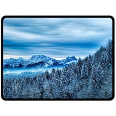 Winter Forest Mountain Snow Nature Alpine Trees Double Sided Fleece Blanket (large)  by danenraven