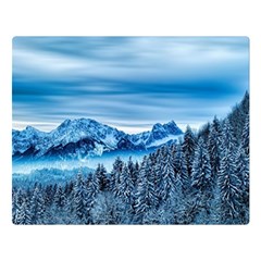 Winter Forest Mountain Snow Nature Alpine Trees Double Sided Flano Blanket (large)  by danenraven