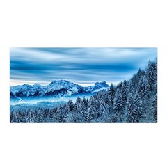 Winter Forest Mountain Snow Nature Alpine Trees Satin Wrap 35  X 70  by danenraven