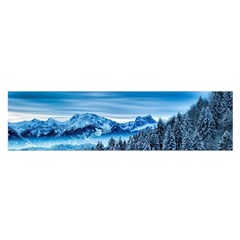 Winter Forest Mountain Snow Nature Alpine Trees Oblong Satin Scarf (16  X 60 ) by danenraven