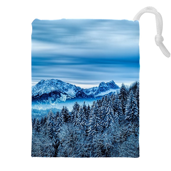 Winter Forest Mountain Snow Nature Alpine Trees Drawstring Pouch (5XL)