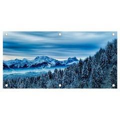 Winter Forest Mountain Snow Nature Alpine Trees Banner And Sign 4  X 2  by danenraven