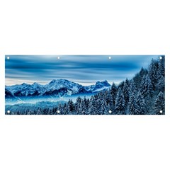 Winter Forest Mountain Snow Nature Alpine Trees Banner And Sign 8  X 3  by danenraven