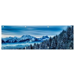 Winter Forest Mountain Snow Nature Alpine Trees Banner And Sign 9  X 3  by danenraven