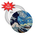 The Great Wave Of Kanagawa Painting Starry Night Vincent Van Gogh 2.25  Buttons (10 pack)  Front