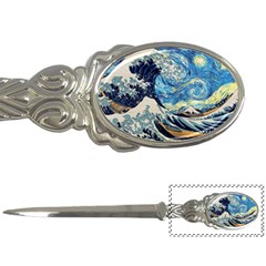 The Great Wave Of Kanagawa Painting Starry Night Vincent Van Gogh Letter Opener by danenraven